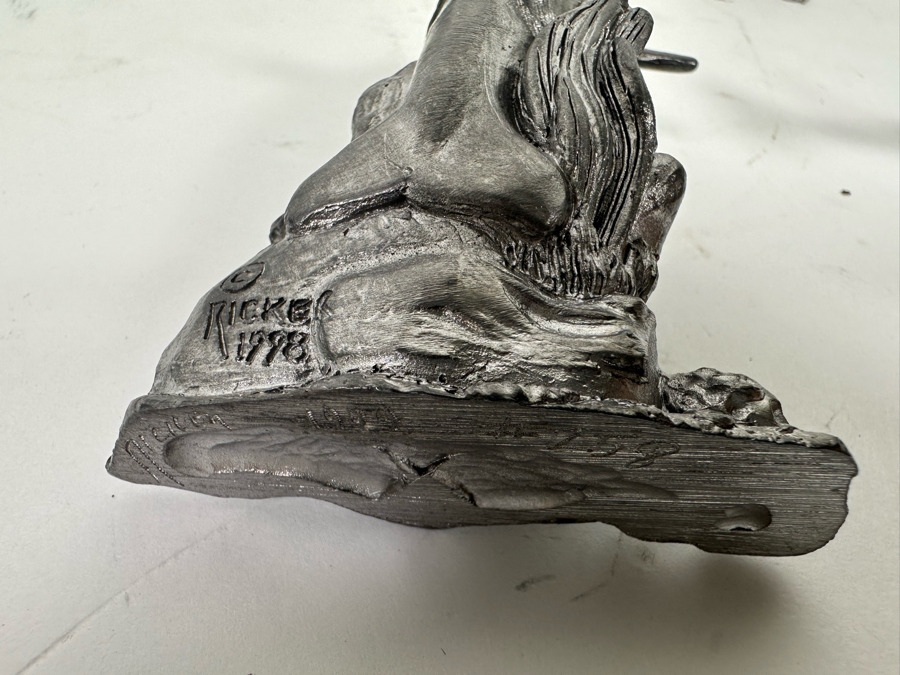 Michael Ricker Collection Of Six Pewter Dolphin Figurines Signed Ricker