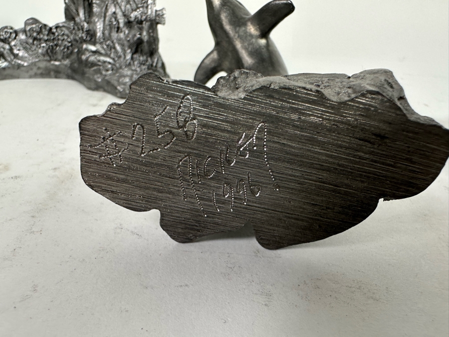 Michael Ricker Collection Of Six Pewter Dolphin Figurines Signed Ricker And Pair Of Michael Ricker Pewter Coral Reef Figurines [Photo 18]