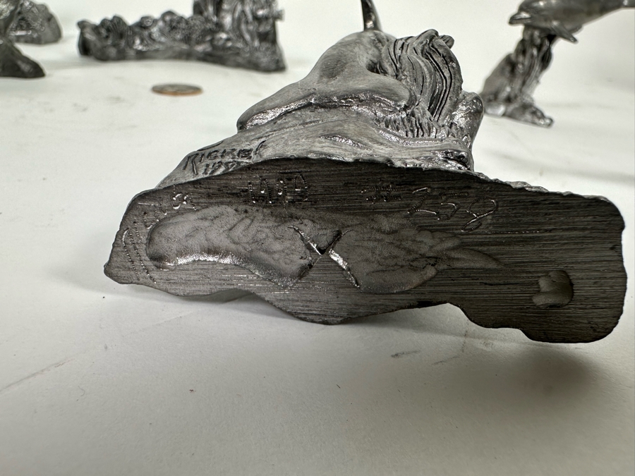 Michael Ricker Collection Of Six Pewter Dolphin Figurines Signed Ricker And Pair Of Michael Ricker Pewter Coral Reef Figurines [Photo 14]
