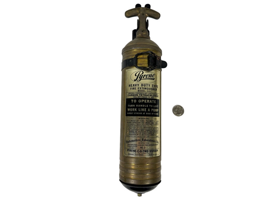 Vintage Pyrene Brass Heavy Duty Type Fire Extinguisher 14L