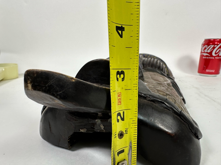 Vintage Handmade Wooden African Beaded Mask With Bas-Relief Brass Artwork Panels From Ghana 6.5W X 3D X 20H [Photo 17]