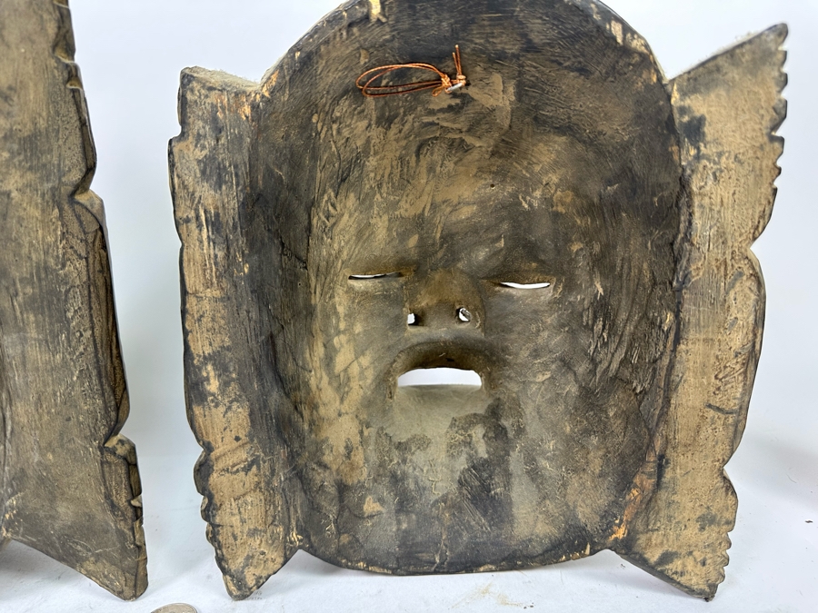Pair Of Old Carved Wooden Balinese Masks From Indonesia 9W X 6H X 13H [Photo 14]