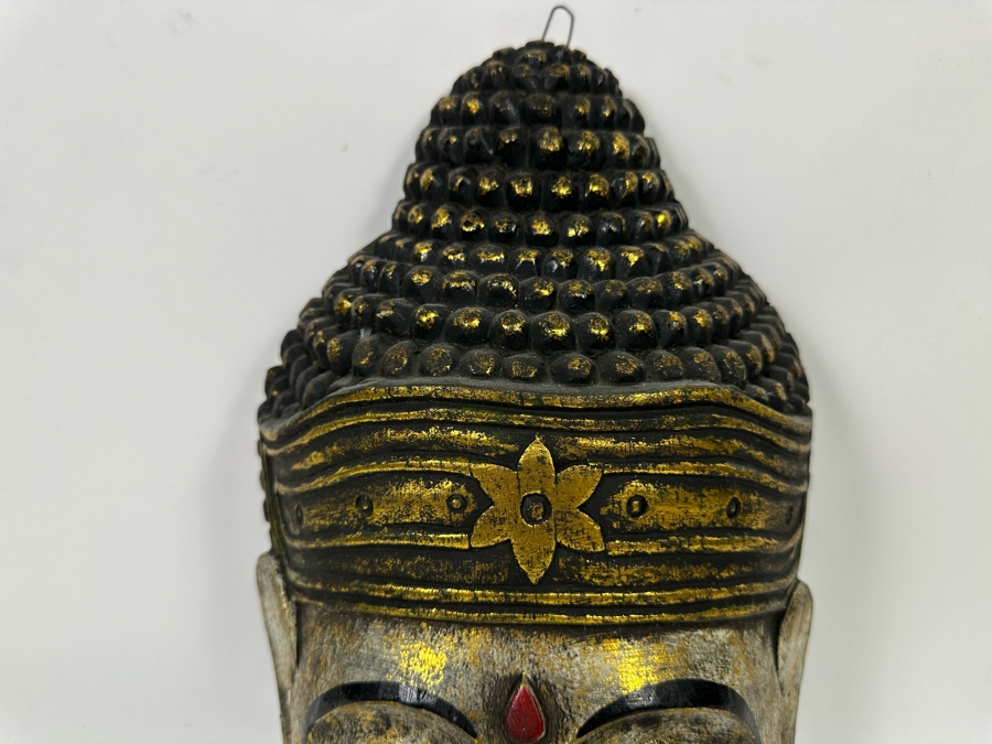 Vintage Wooden Buddha Mask 10W X 16H [Photo 5]