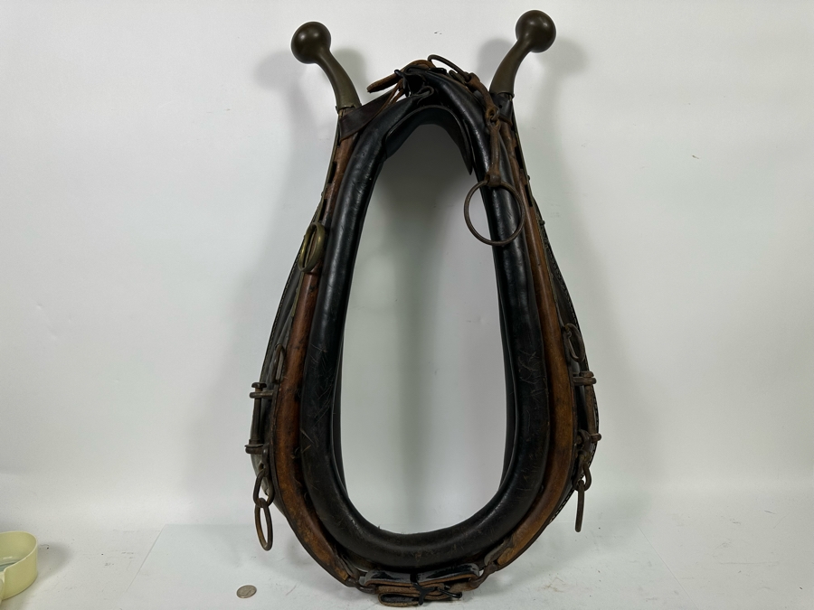 Antique Horse Collar Hames Leather, Wood And Brass 30W X 5D X 20H [Photo 3]