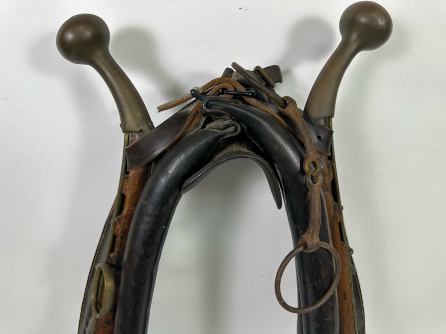 Antique Horse Collar Hames Leather, Wood And Brass 30W X 5D X 20H [Photo 4]