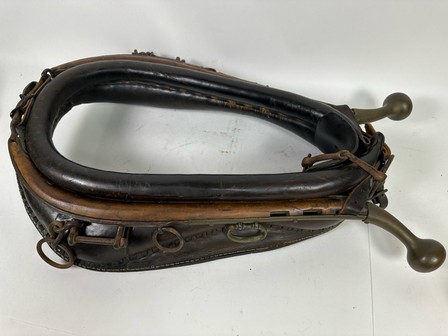 Antique Horse Collar Hames Leather, Wood And Brass 30W X 5D X 20H [Photo 14]