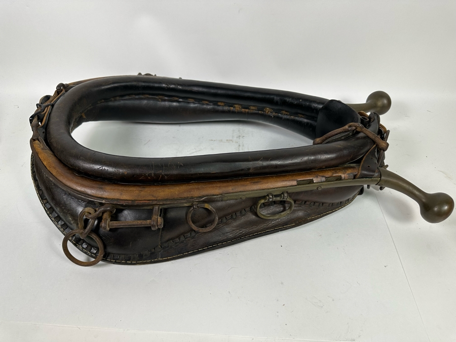 Antique Horse Collar Hames Leather, Wood And Brass 30W X 5D X 20H [Photo 12]