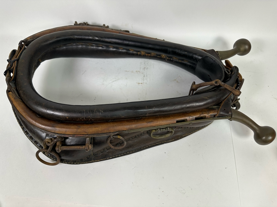 Antique Horse Collar Hames Leather, Wood And Brass 30W X 5D X 20H [Photo 13]