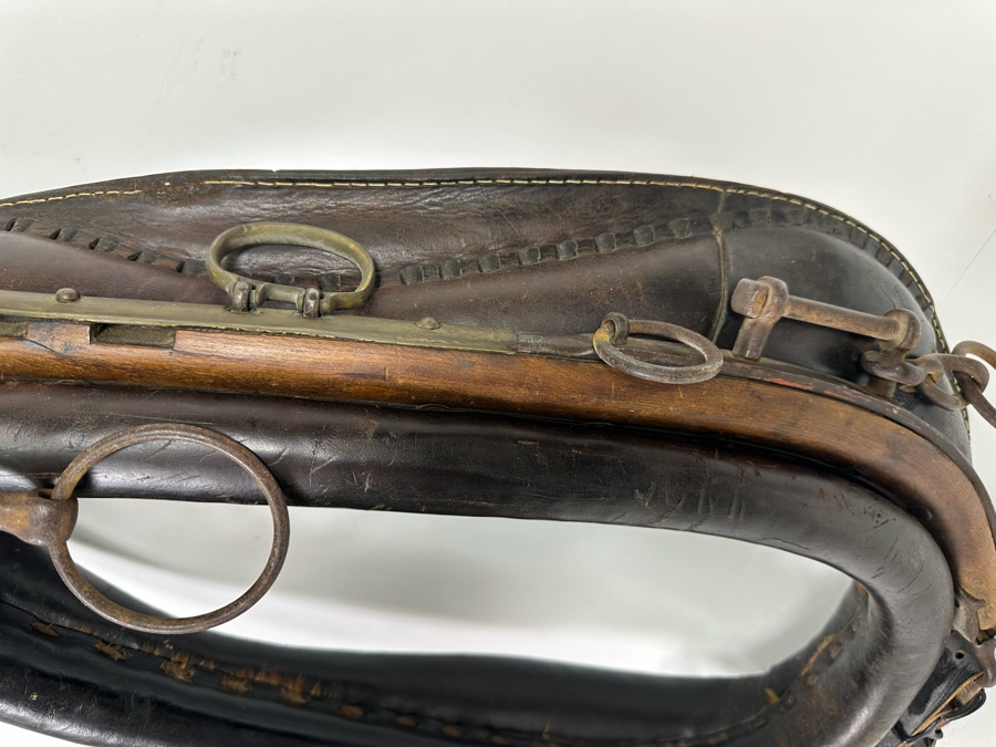 Antique Horse Collar Hames Leather, Wood And Brass 30W X 5D X 20H [Photo 9]