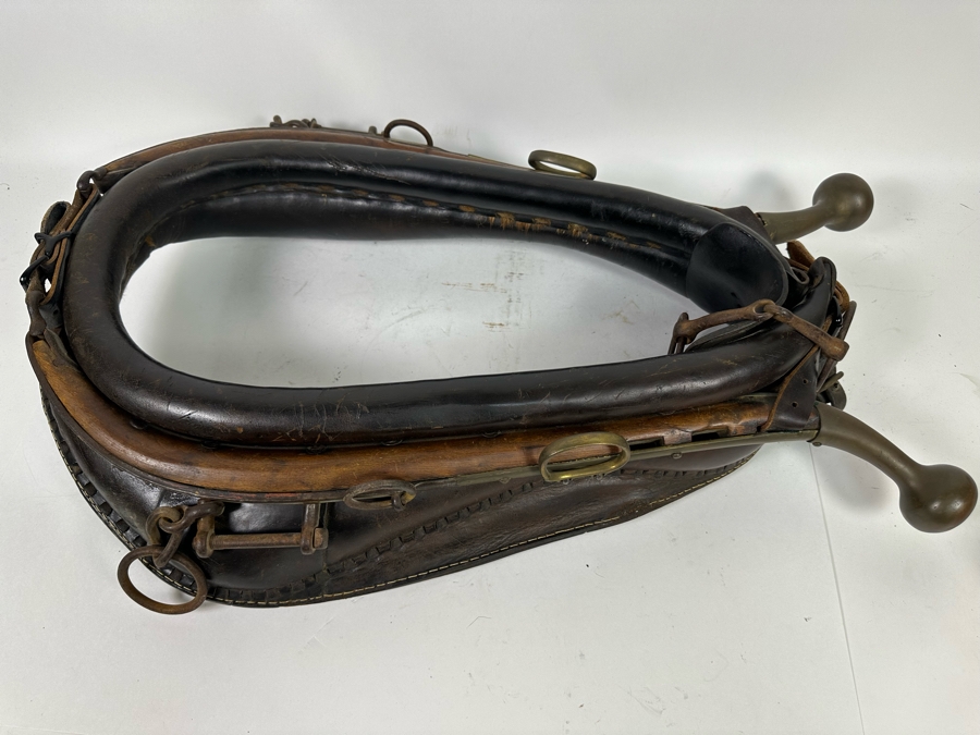 Antique Horse Collar Hames Leather, Wood And Brass 30W X 5D X 20H [Photo 11]