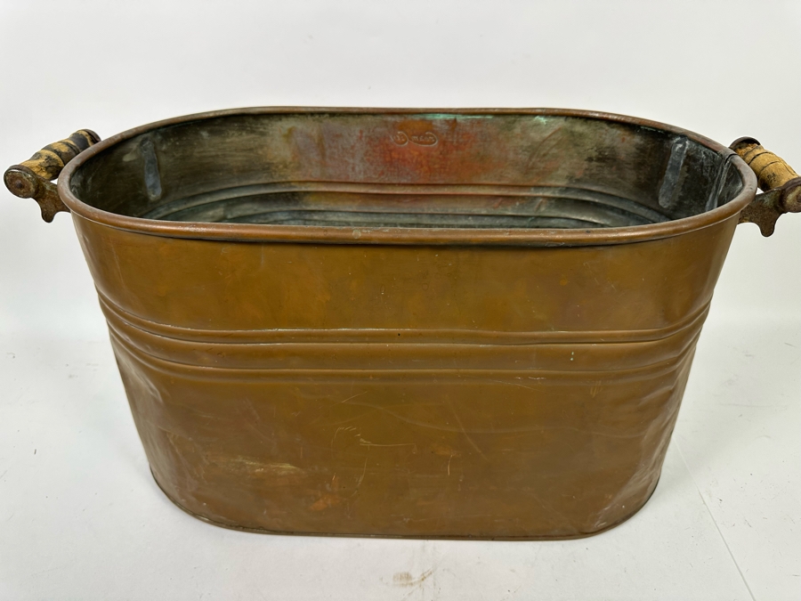 Vintage Cream City Handled Copper Boiler Wash Tub 26W X 13D X 13H [Photo 7]