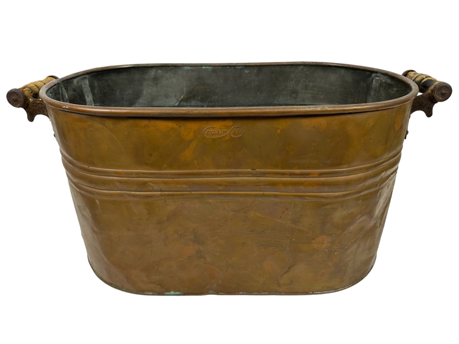 Vintage Cream City Handled Copper Boiler Wash Tub 26W X 13D X 13H [Photo 1]