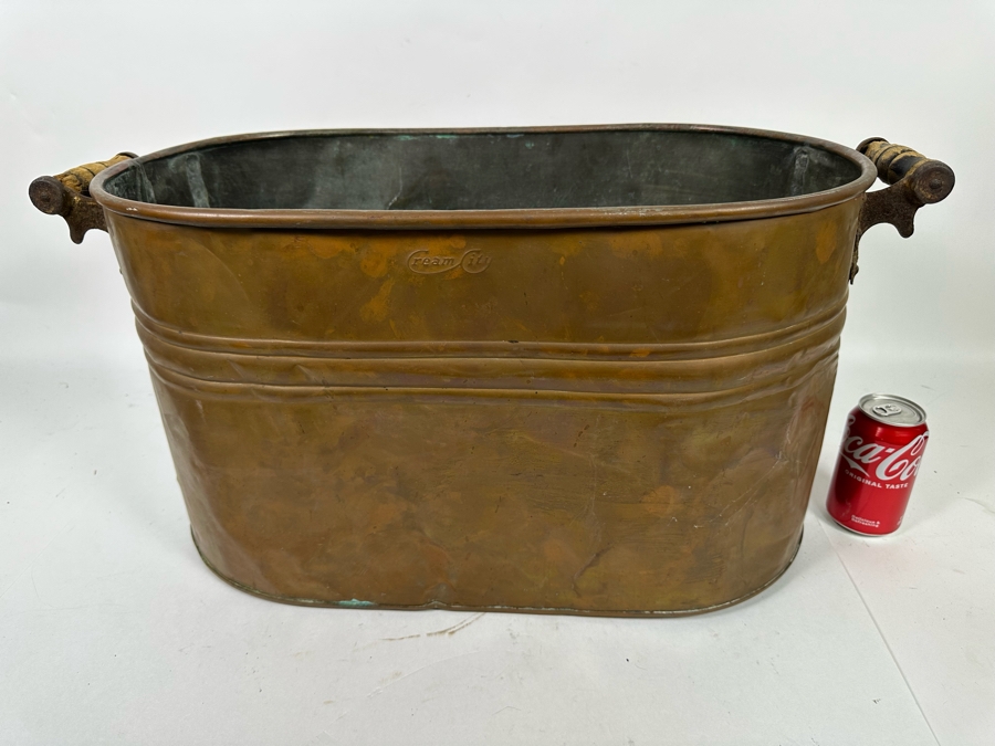 Vintage Cream City Handled Copper Boiler Wash Tub 26W X 13D X 13H [Photo 5]