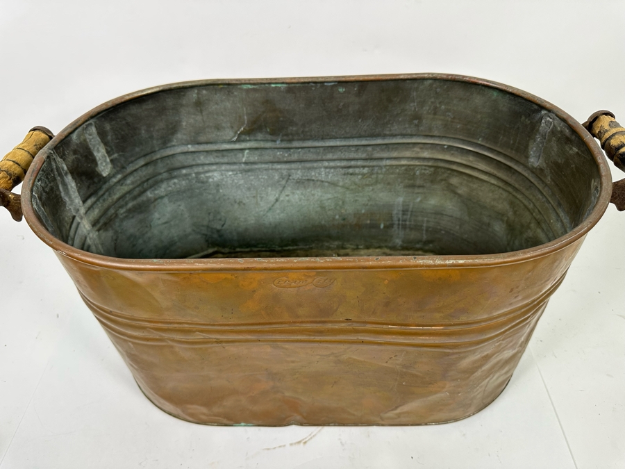 Vintage Cream City Handled Copper Boiler Wash Tub 26W X 13D X 13H [Photo 3]