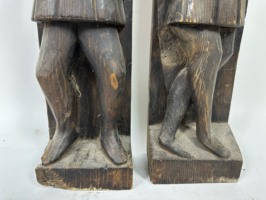 Pair Of Vintage Wooden Carved Sculptures 4.5W X 3D X 20.5H [Photo 7]