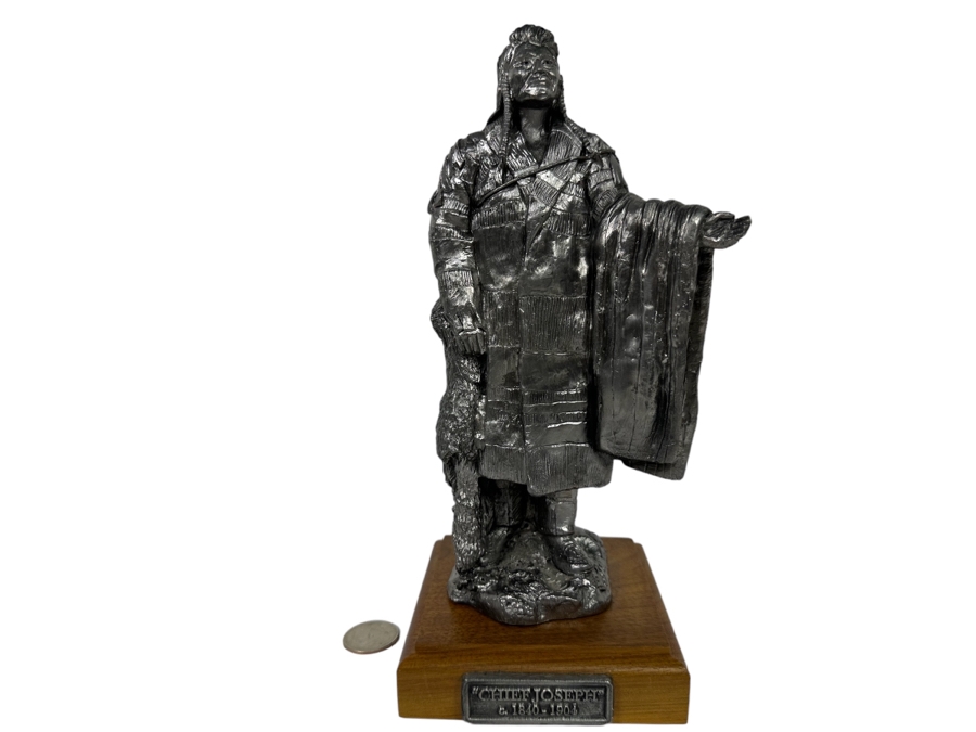 Michael Ricker Pewter Sculpture Titled Chief Joseph C. 1840-1904 Signed Ricker 1999 9.5H
