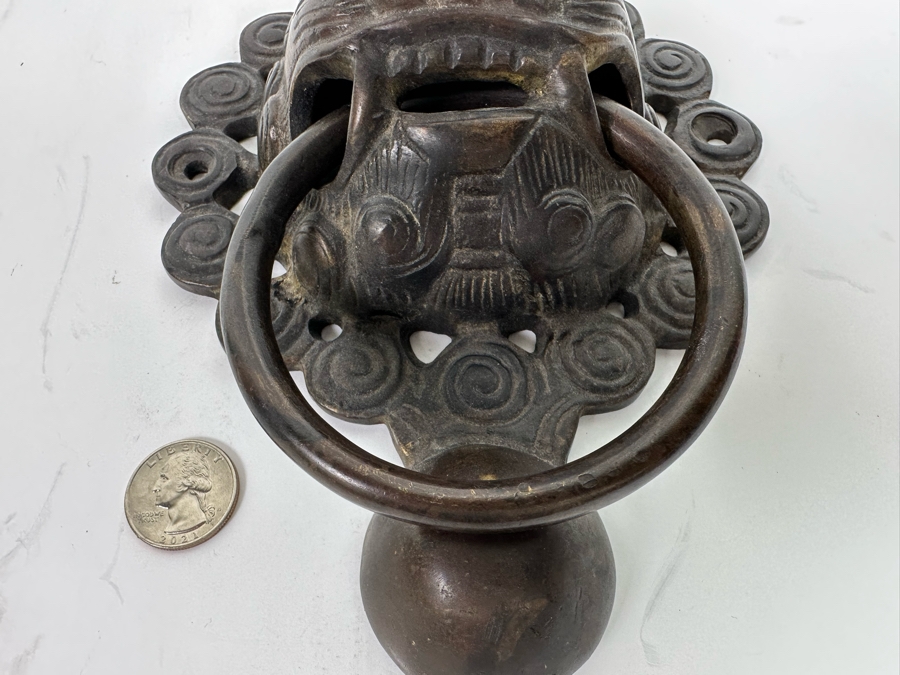 Vintage Bronze Chinese Lion Door Knocker 6.5W X 2.5D X 8.5H [Photo 8]