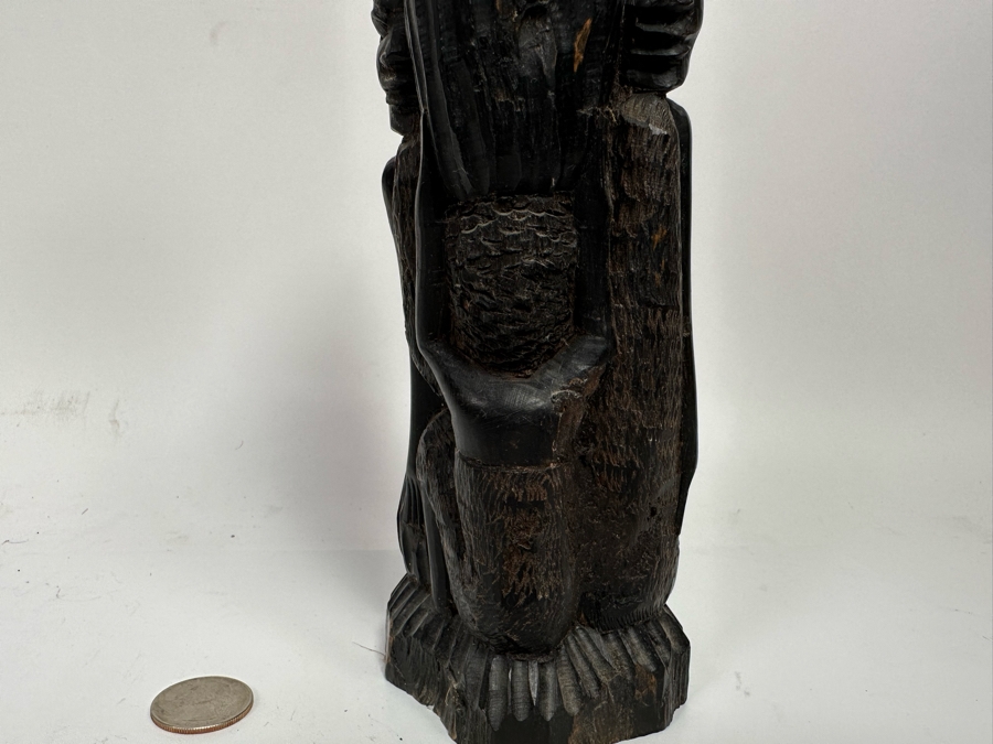 Vintage African Carved Wood Sculpture 12H [Photo 14]