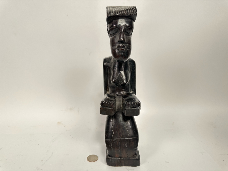 Vintage Carved Wooden Sculpture 12H [Photo 3]