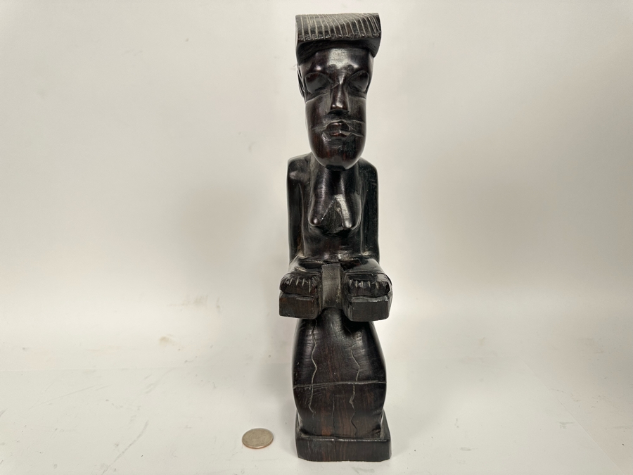 Vintage Carved Wooden Sculpture 12H [Photo 4]