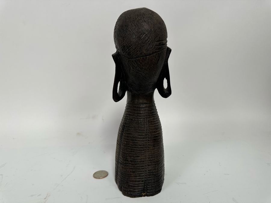 Vintage African Carved Hardwood Bust Sculpture 9.5H [Photo 10]