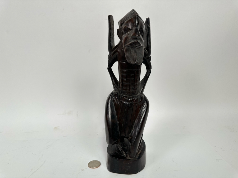 Vintage Carved Wooden Sculpture 11H [Photo 4]