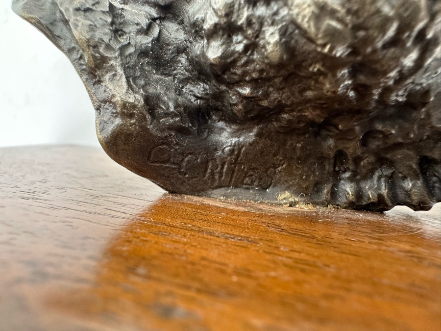 Paul Crites Limited Edition Bronze Bust Sculpture Mounted On Small Wooden Plaque Number 16/30 1978 3.5 X 3.5 [Photo 10]