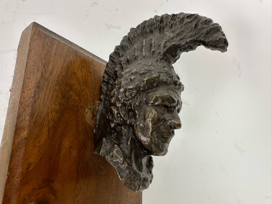 Paul Crites Limited Edition Bronze Bust Sculpture Mounted On Small Wooden Plaque Number 16/30 1978 3.5 X 3.5 [Photo 3]