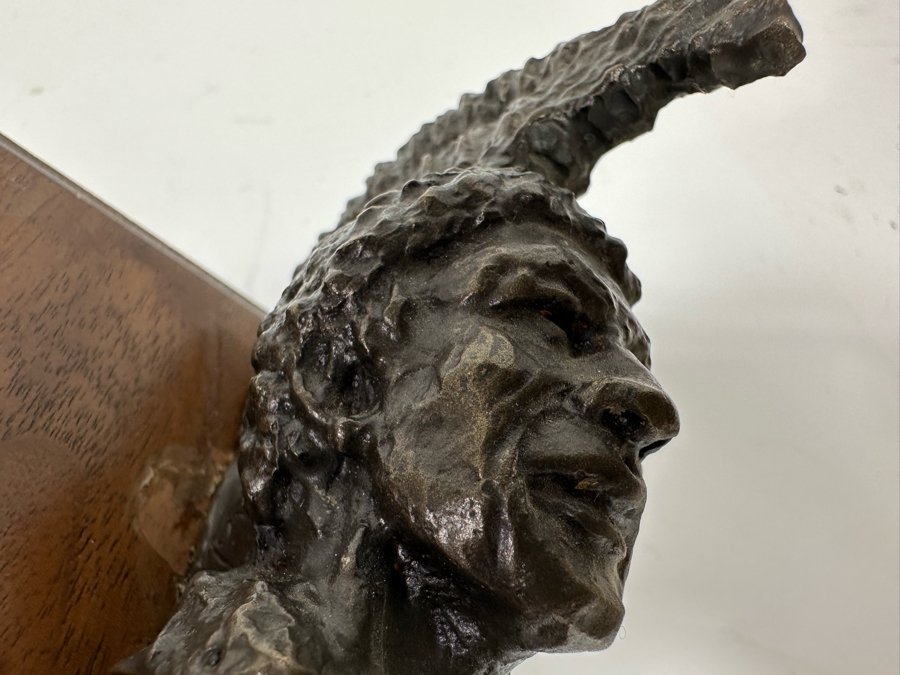 Paul Crites Limited Edition Bronze Bust Sculpture Mounted On Small Wooden Plaque Number 16/30 1978 3.5 X 3.5 [Photo 16]