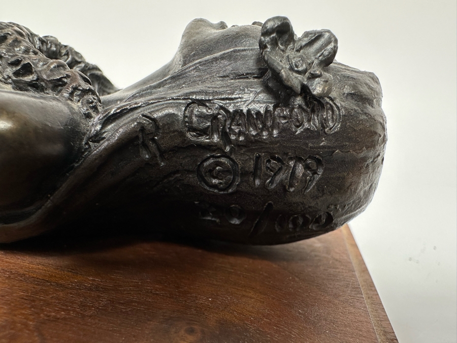 Ralph Crawford Limited Edition Bronze Bust Of Hawaiian Girl 20/100 Vintage 1979 Mounted On Small Wooden Plaque 3H [Photo 6]