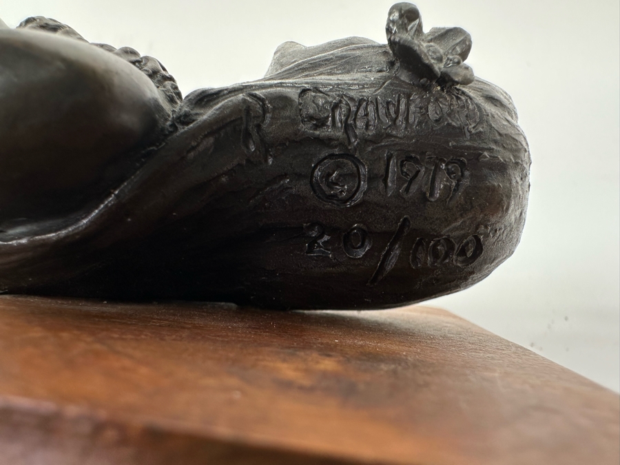 Ralph Crawford Limited Edition Bronze Bust Of Hawaiian Girl 20/100 Vintage 1979 Mounted On Small Wooden Plaque 3H [Photo 7]