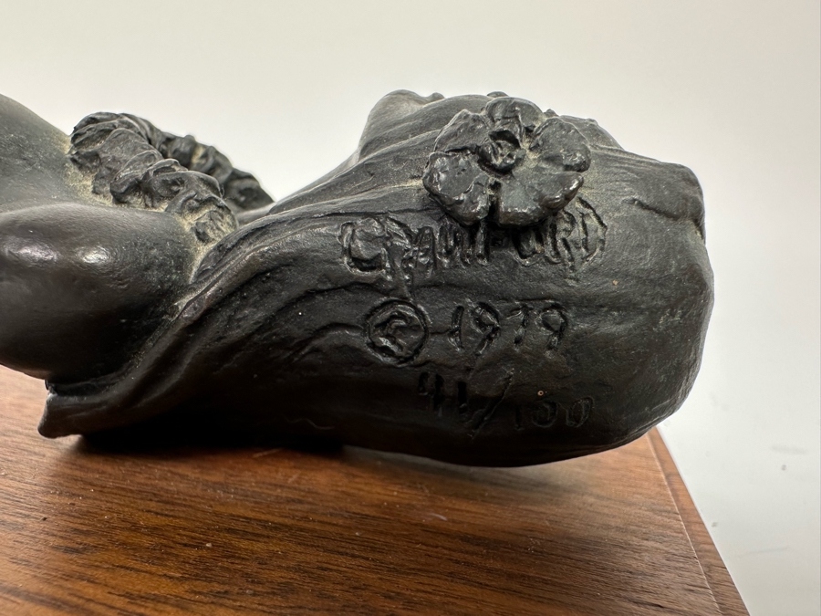 Ralph Crawford Limited Edition Bronze Bust Of Hawaiian Girl 41/100 Vintage 1979 Mounted On Small Wooden Plaque 3H [Photo 6]