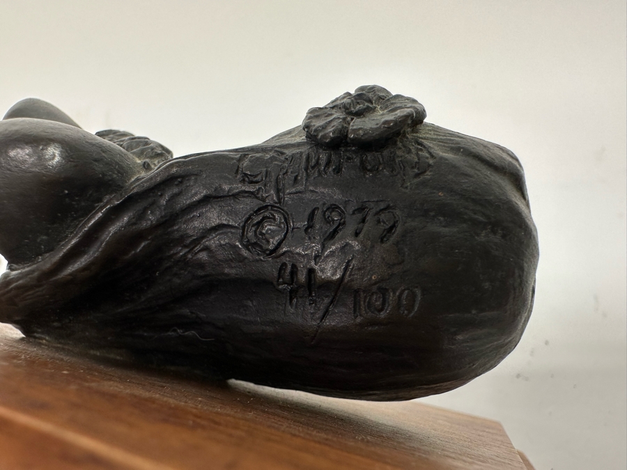 Ralph Crawford Limited Edition Bronze Bust Of Hawaiian Girl 41/100 Vintage 1979 Mounted On Small Wooden Plaque 3H [Photo 7]