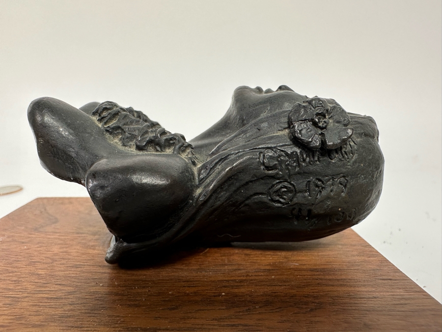Ralph Crawford Limited Edition Bronze Bust Of Hawaiian Girl 41/100 Vintage 1979 Mounted On Small Wooden Plaque 3H [Photo 5]
