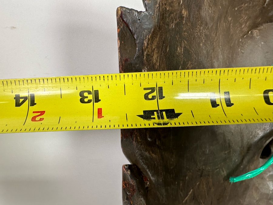 Incredible Hand Carved Far Eastern Wooden Two Faced Mask With Dragon Top 12.5W X 6D X 30.5H [Photo 17]