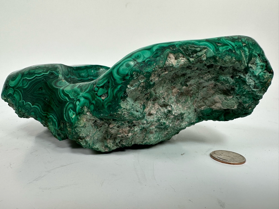Organic Malachite Stone Trinket Bowl 10W X 6D X 3.25H [Photo 12]