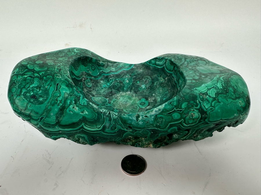 Organic Malachite Stone Trinket Bowl 10W X 6D X 3.25H [Photo 3]