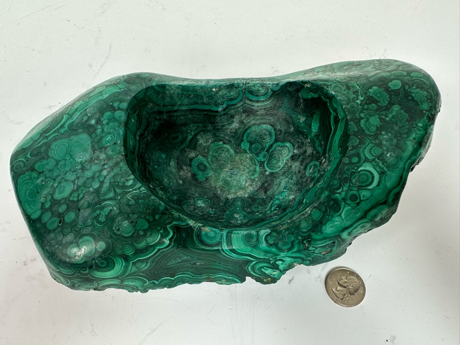 Organic Malachite Stone Trinket Bowl 10W X 6D X 3.25H [Photo 11]