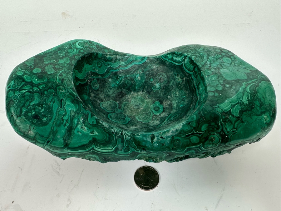 Organic Malachite Stone Trinket Bowl 10W X 6D X 3.25H [Photo 2]