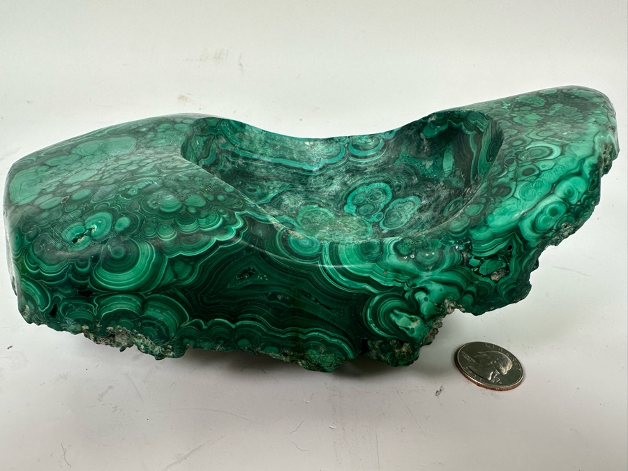 Organic Malachite Stone Trinket Bowl 10W X 6D X 3.25H [Photo 9]