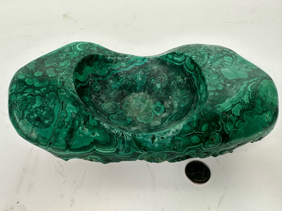 Organic Malachite Stone Trinket Bowl 10W X 6D X 3.25H [Photo 5]