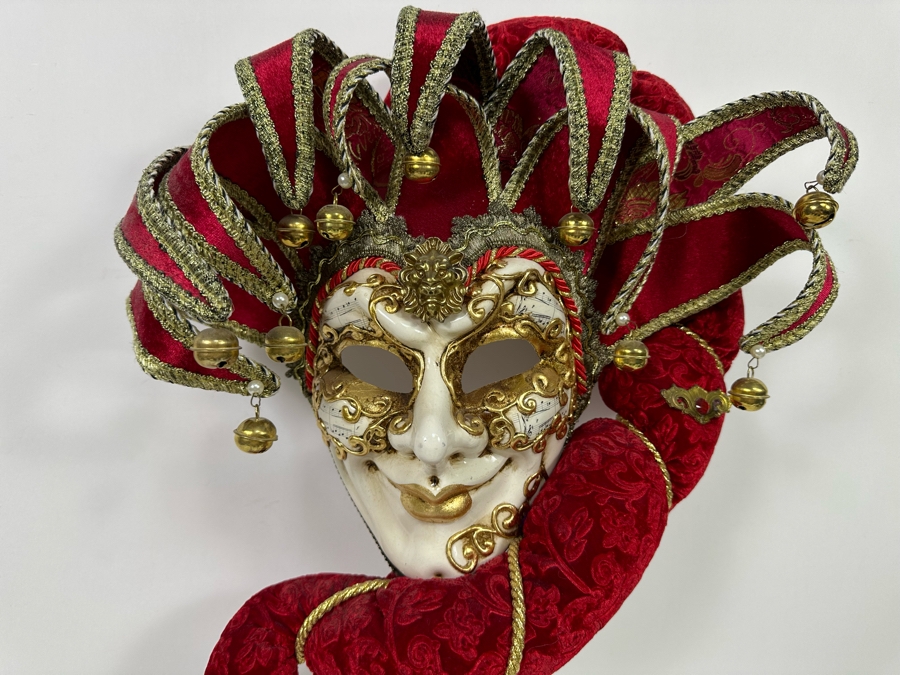 Hand Painted Venice Italy Mask An Original La Maschera Del Galeone 16W X 28H [Photo 4]