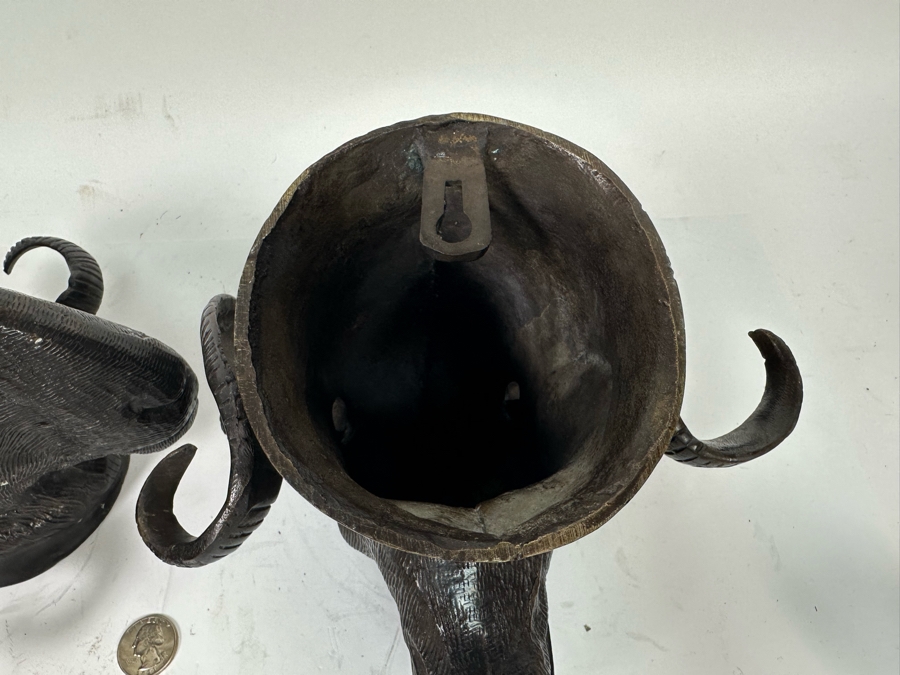 Pair Of Bronze Bighorn Sheep Wall Decor 8W X 7D X 6H [Photo 10]