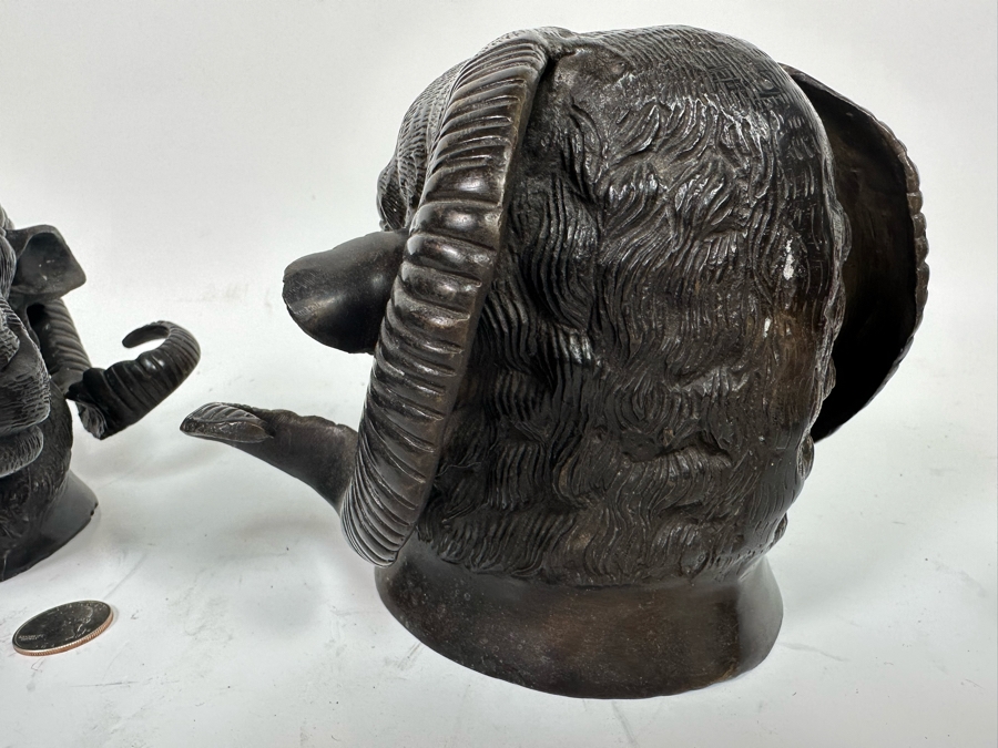 Pair Of Bronze Bighorn Sheep Wall Decor 8W X 7D X 6H [Photo 6]