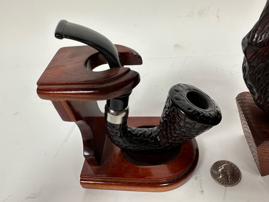 Pair Of Carved Smoking Pipes With Stands [Photo 7]