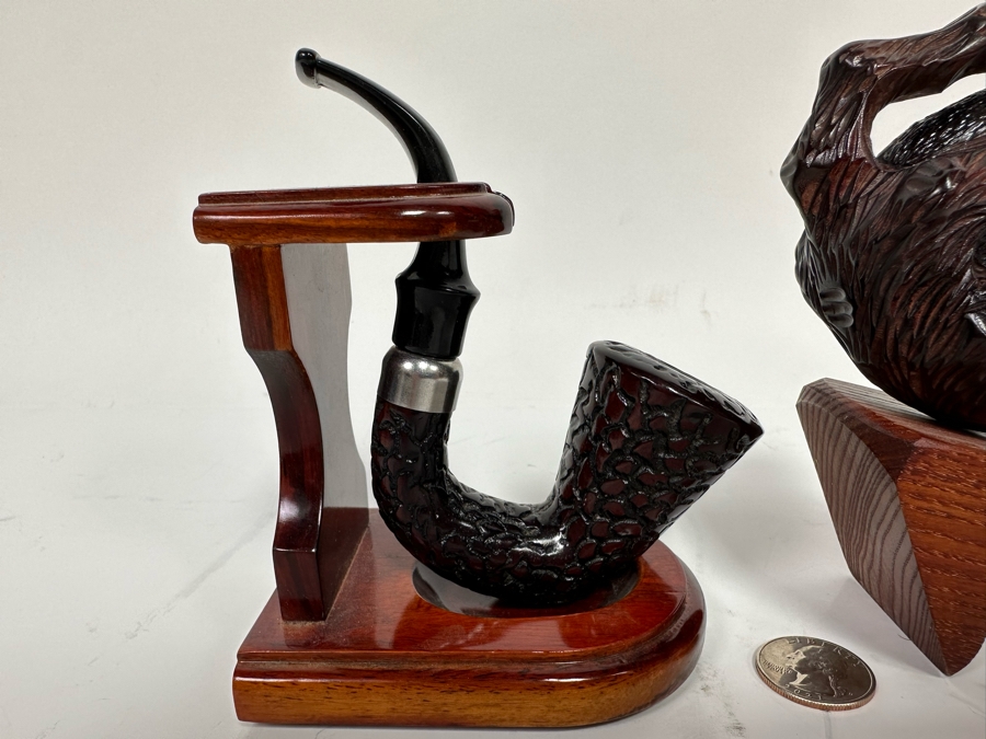 Pair Of Carved Smoking Pipes With Stands [Photo 6]