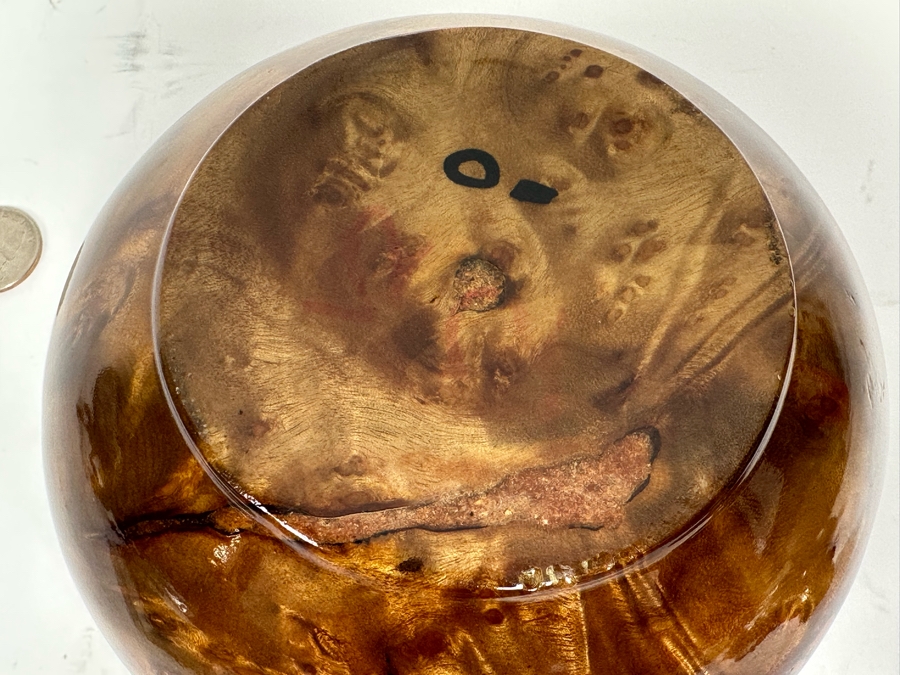 Beautiful Chinese Burled Wood Turned Urn Pot With Lid Art Piece 5.5W X 5H [Photo 15]