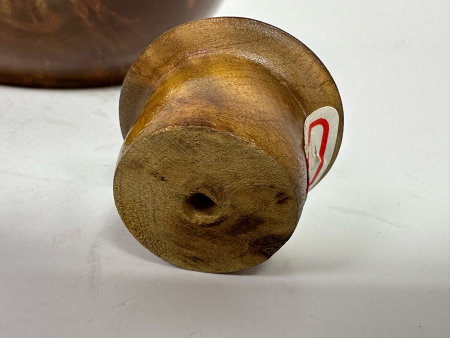 Beautiful Chinese Burled Wood Turned Urn Pot With Lid Art Piece 5.5W X 5H [Photo 12]