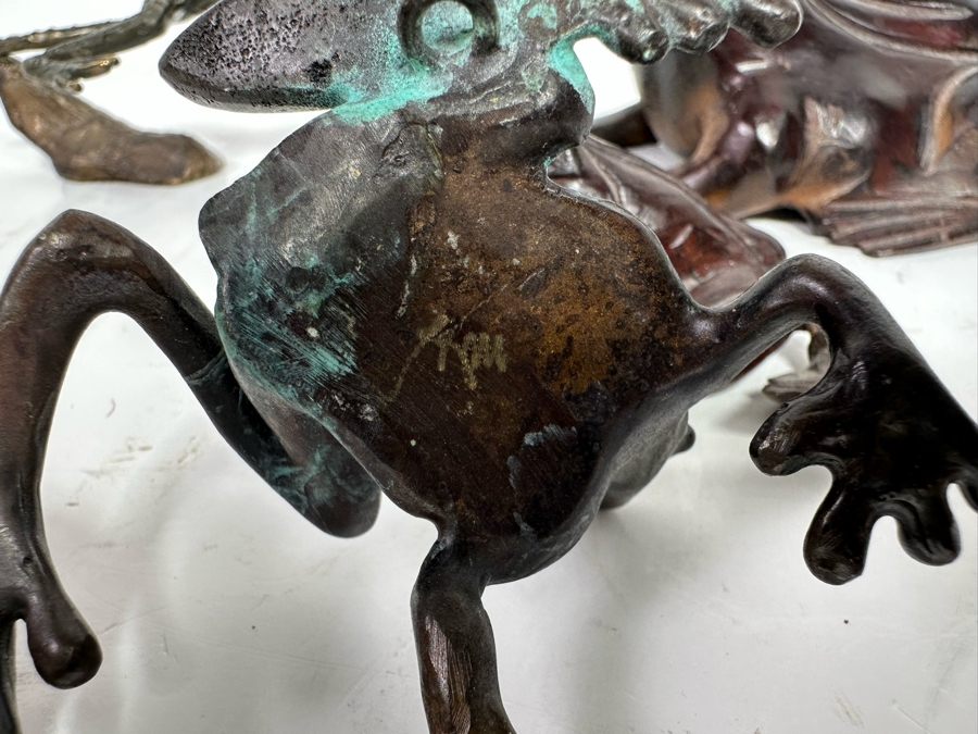 Collection Of Bronze/Brass Frogs Several Artist Signed [Photo 8]