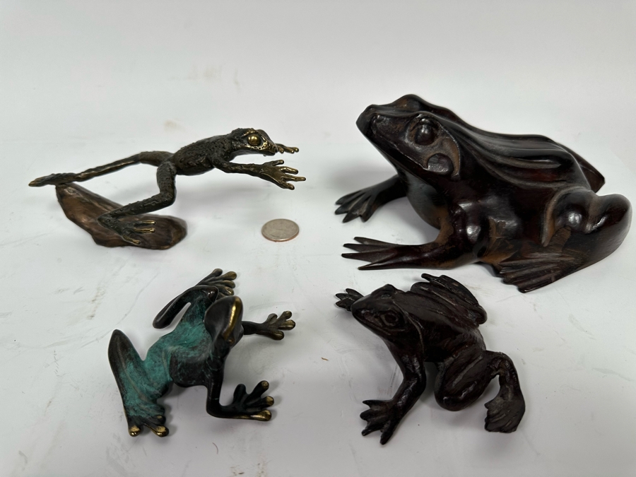 Collection Of Bronze/Brass Frogs Several Artist Signed [Photo 2]